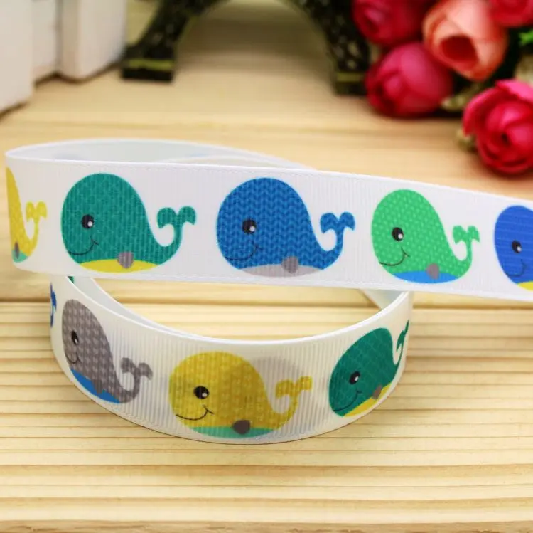

7/8 ''с рисунком Кита grosgrain лента, бант, головной убор, украшение, оптовая продажа OEM 22 мм H5205
