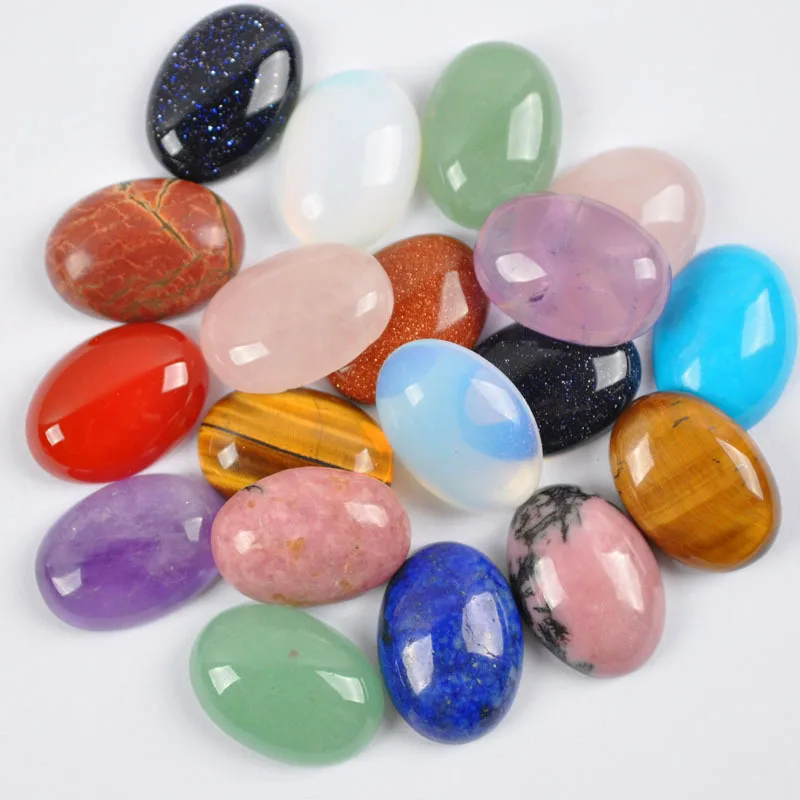 

30x22MM Natural Mixed Stone GEM Beads Oval CAB Cabochon Jewelry (10 pcs/lot) H002