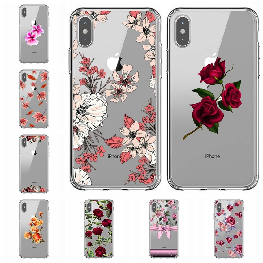Сексуальный цветочный узор мягкий ТПУ чехол для телефона iPhone 7 8 6 6s Plus X Xs XR XS Max