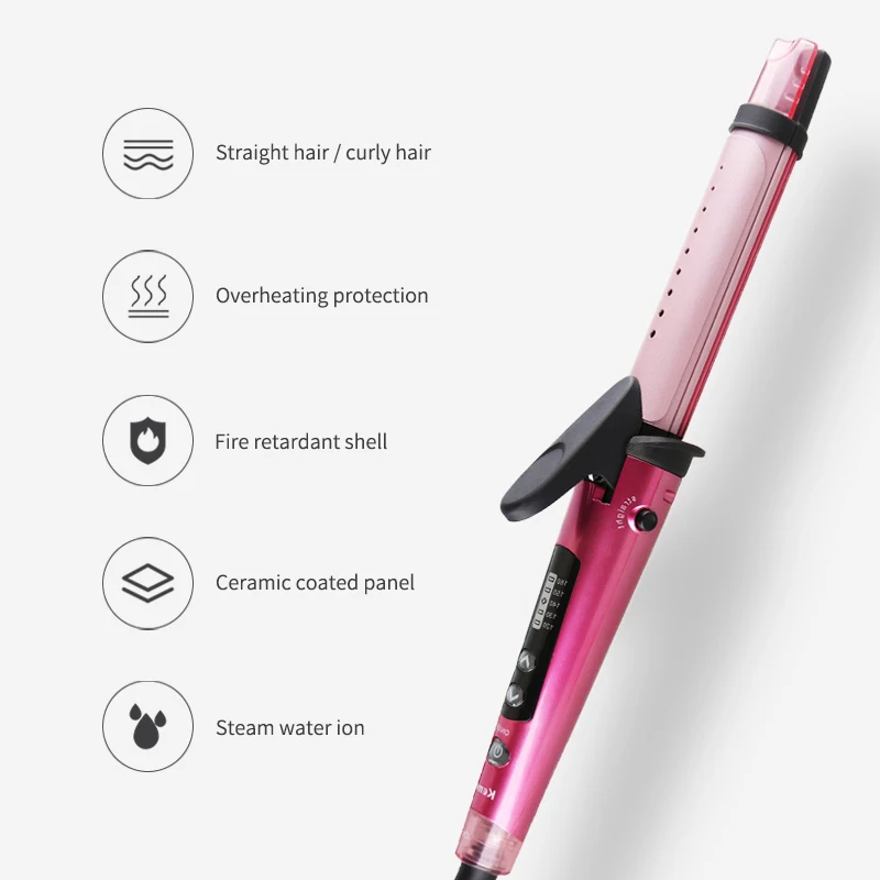 Professional Hair Curler 2 In 1 Hair Straightener& Curling Iron Steam Negative Ion Hair Care Women Hair Styling Tools 40D