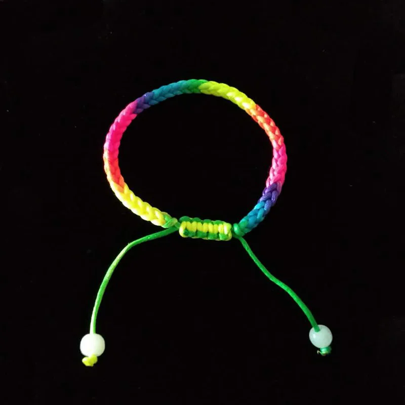 10 x Cotton Rainbow Macrame Multi-Colour Braided Cord Thread Adjustable Opening Cuff Bracelets Unisex Handmade Jewelry cotton bracelet