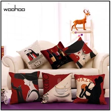 

Romantic Red Wine Elegant Woman One Side Printing Home Decor Sofa Car Seat Decorative Cushion Cover Pillow Case Capa Almofada