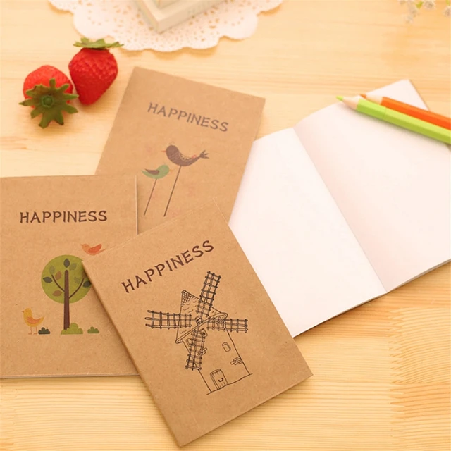 tree bird flower vintage notebook notepad blank page mini pocket