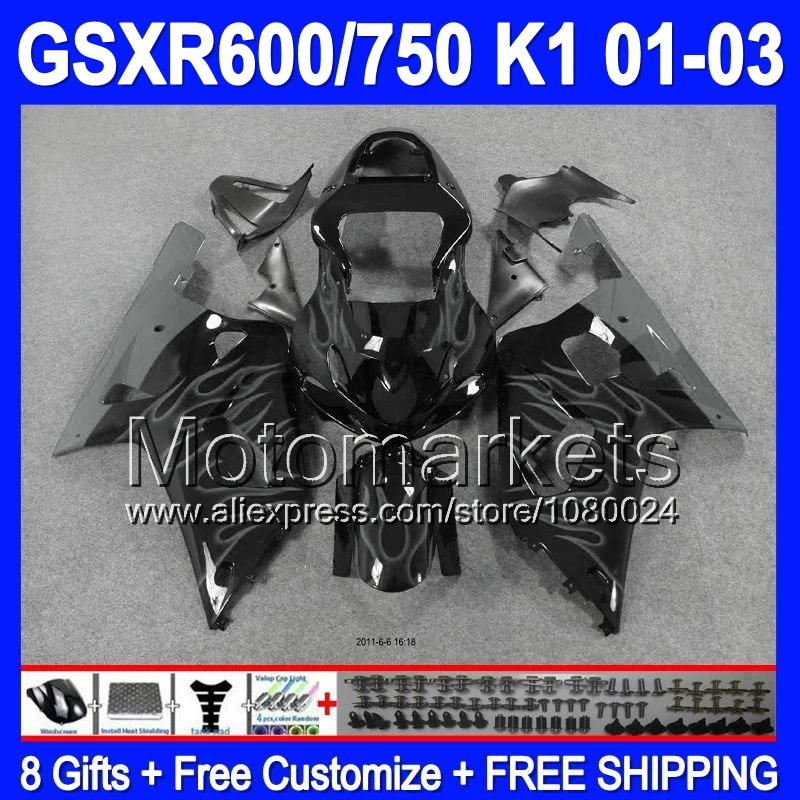 + Капот для SUZUKI серый 2001 2002 2003 GSXR750 # 4385 GSX R600 R750 K1 черный GSXR 600 750 GSXR600 01 02 03 зализа |