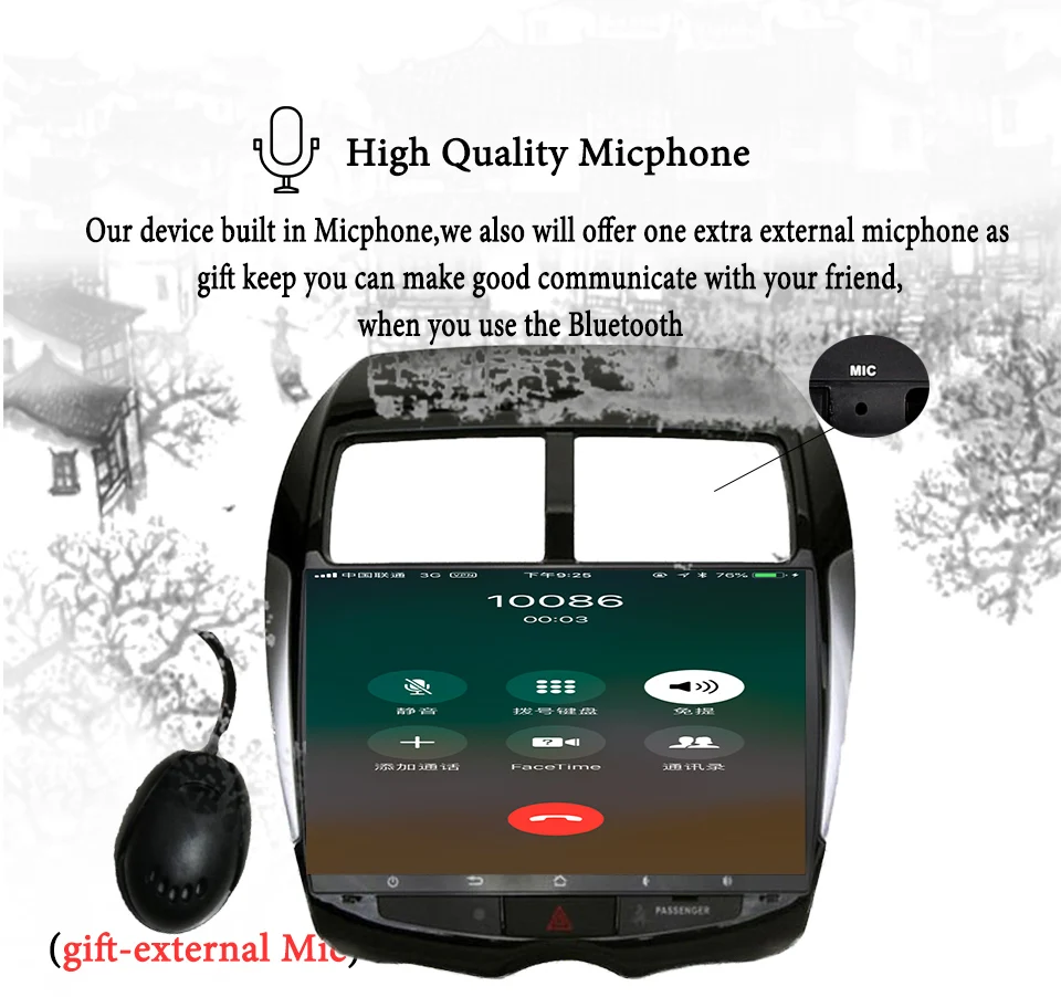 Top 10.2" Android 8.1 Octa Core Car GPS Player for Mitsubishi ASX 2010 11 12 NO DVD with 2GB Stereo Radio Audio Head unit Navigation 1