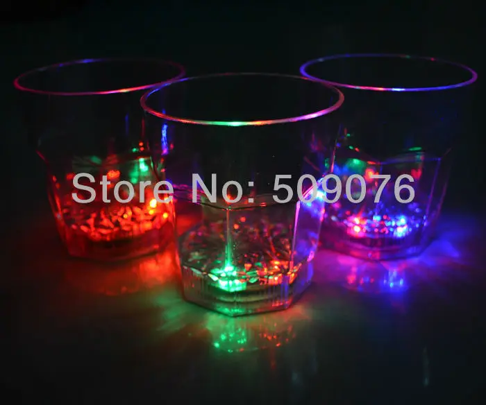 

Free shipping 5pcs/lot 260ML9*8.5cm light up glass LED Light Plastic Cup Flashing Drink Barware Pub Holiday Party