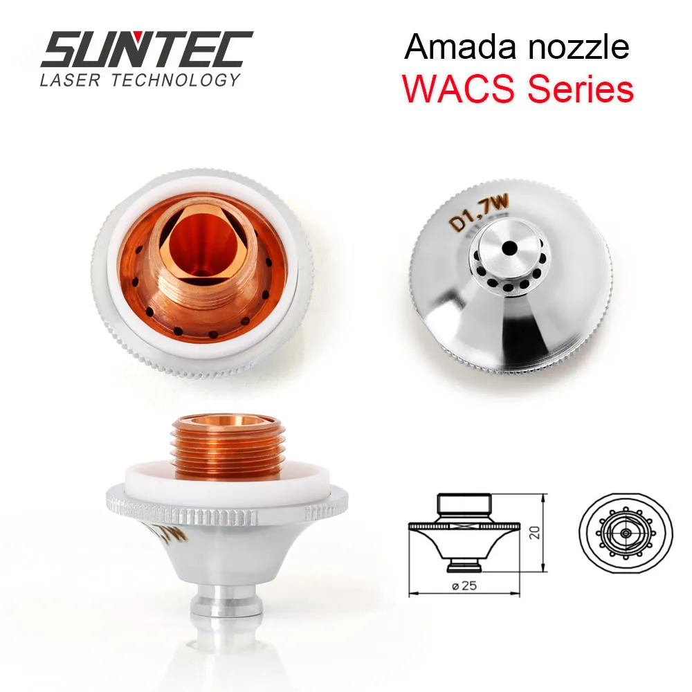 

Suntec high quality Amada fiber laser nozzle double WACS water jet nozzle 1.4-4.0mm Amada parts 20pcs/lot