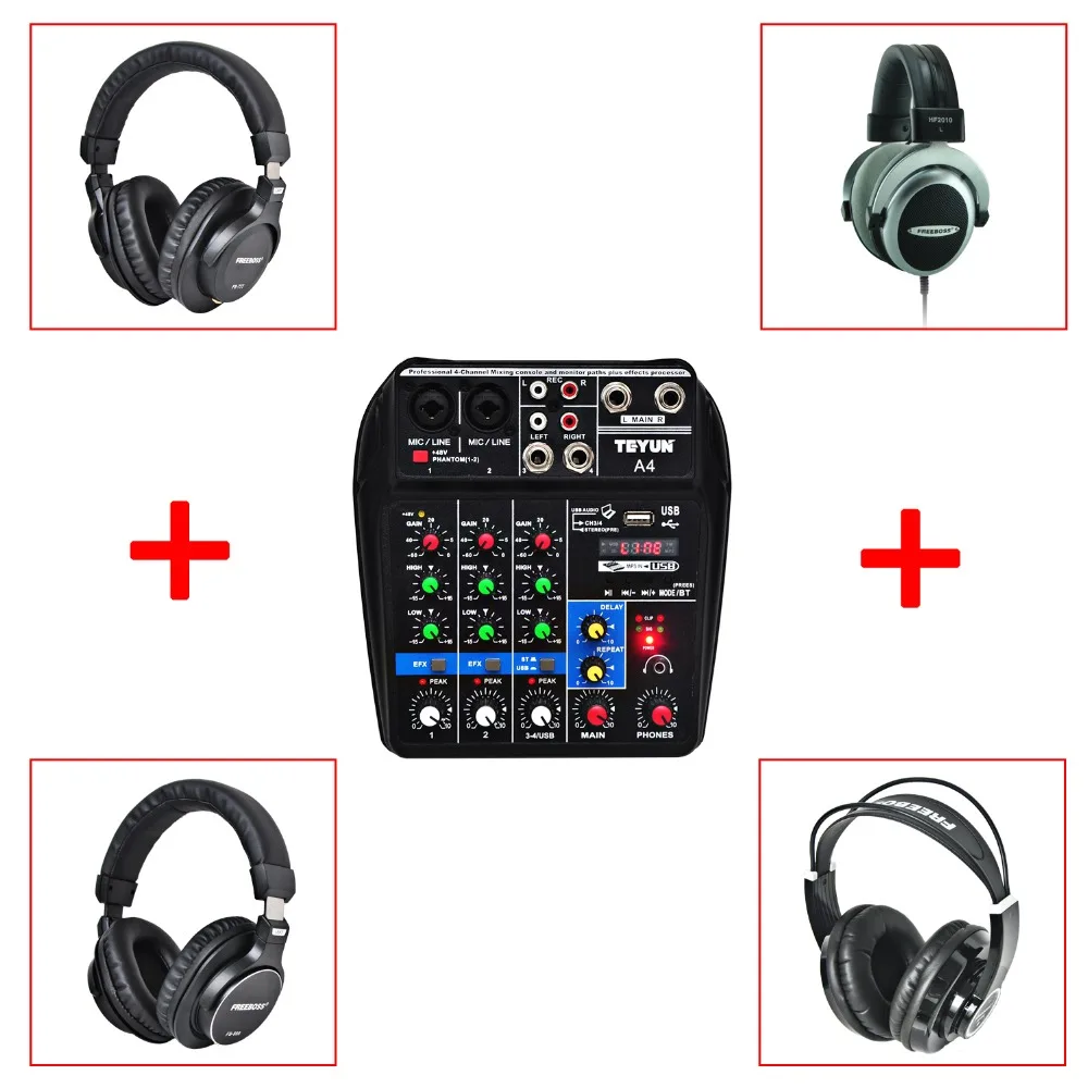 

FREEBOSS A4 Computer Audio mixer and Headphone