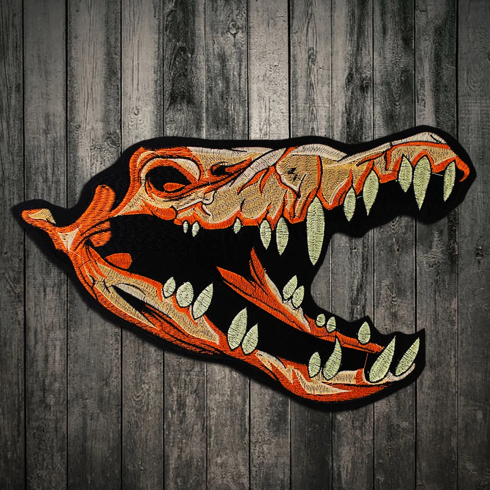 Cool Dinosaur Skeleton Patch Head Motorcycle Racing Patches Iron on Back  Patches For Jackets Motorcycle Jacket Patches