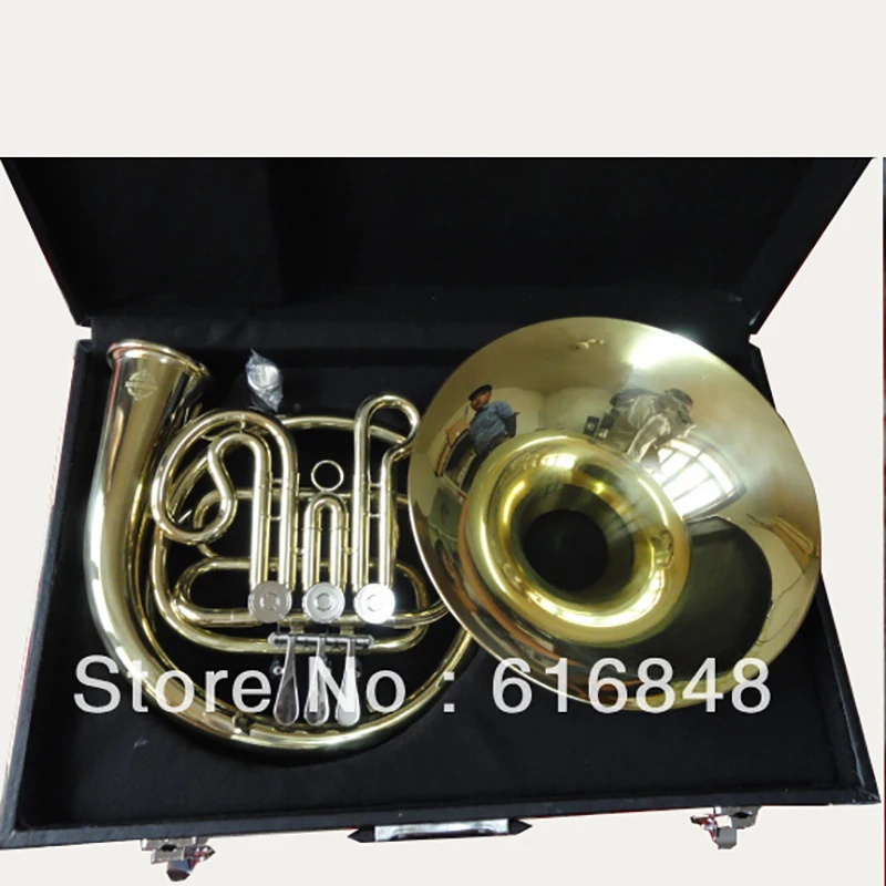 French Horn Students French Horn Single Row 3 Valves Horn Musical Instruments Gold Lacquer Yellow Brass