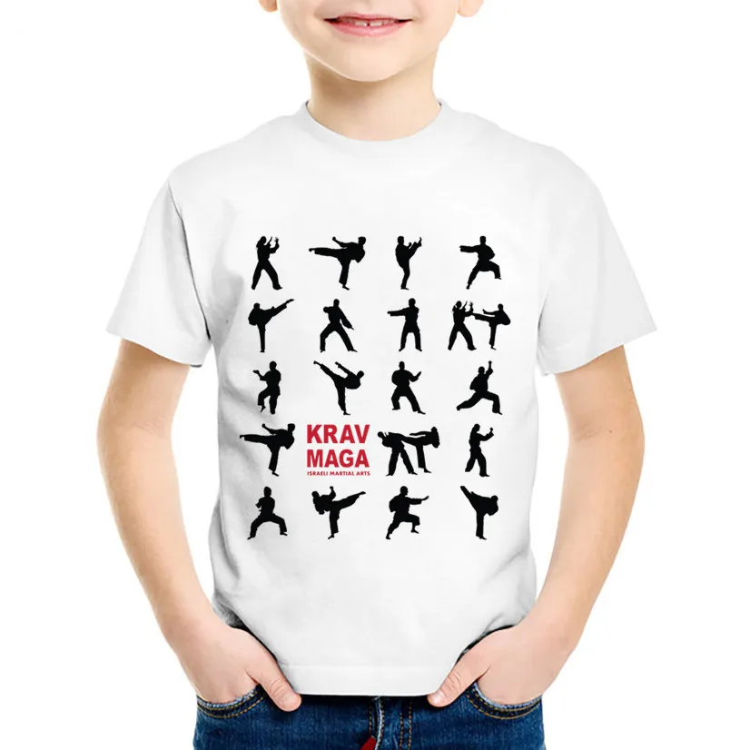 Израиль krav Maga печатных дети футболки Детская самообороны Фитнес IDF летняя футболка мальчиков/девочек Повседневное Одежда для малышей, HKP715