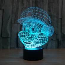 Creative illusion Lamp 3D LED Night Light Super Mario Acrylic 7 Color Gradient Atmosphere Lamp Novelty Lighting Lampara Gift
