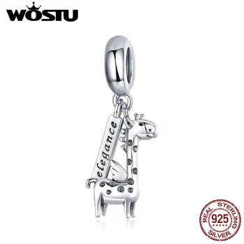 

WOSTU 2019 New 925 Sterling Silver Elegant Giraffe Dangles Charms Fit Bracelet & Necklace Pendant Original Jewelry Gift CQC976