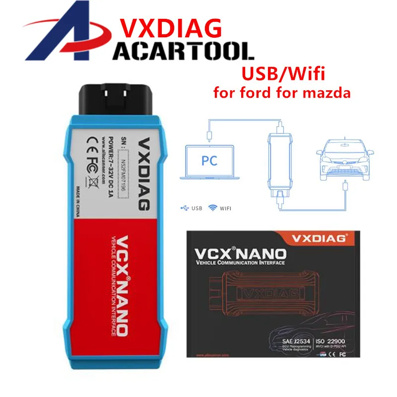 

VXDIAG VCX NANO For Ford USB OBD II OBD2 Car Diagnostic Tool 2 in 1 For Mazda IDS V112 Scanner ECU Programming Fault Detection