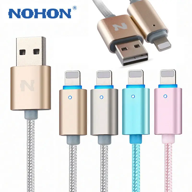 NOHON 150 см светодиодный умный USB кабель для iPhone X 8 5S 6 Plus 6S ipad 4 mini Air IOS 6 7 8 9 10 11 алюминиевый сплав кабель для зарядки и передачи данных