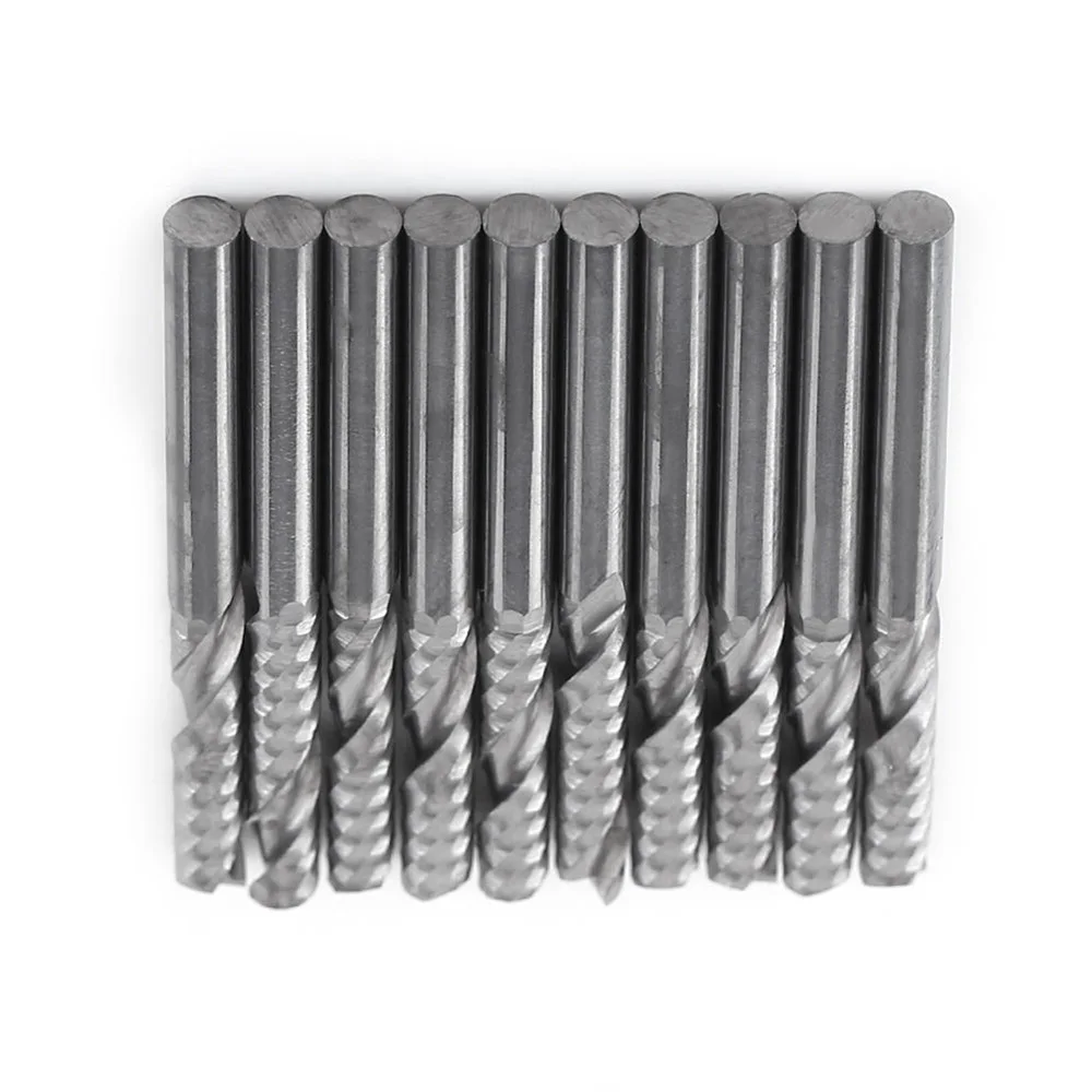 

Tungsten Carbide Single Flute End Mills Straight Shank Set Spiral Bit Kit Router Metalworking Handtool Durable