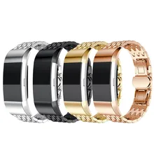 Роскошный ремешок из нержавеющей стали с текстурой дракона для зарядки бит 2 браслет с застежкой-бабочкой ремешок для часов Fit bit Charge2