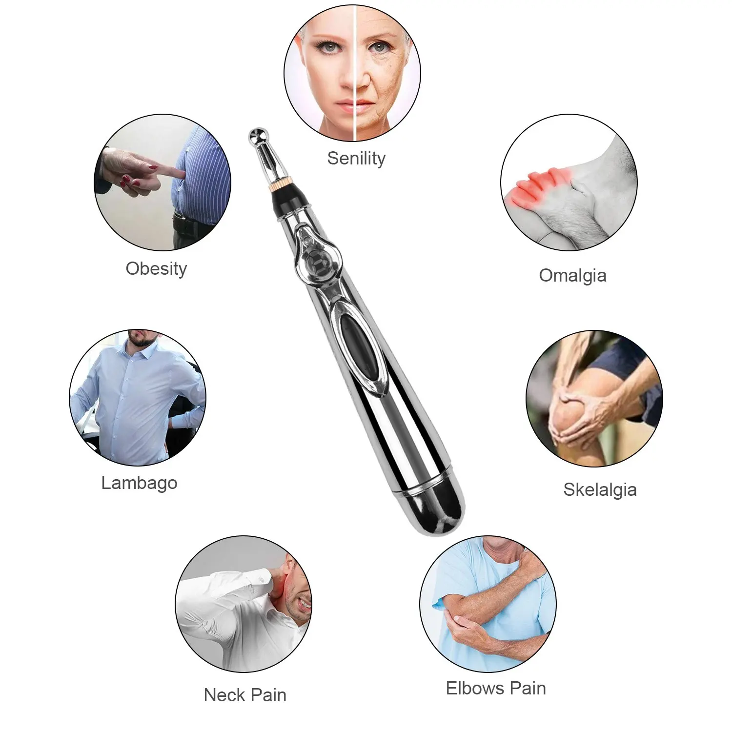 Электронная ручка для иглоукалывания с 5 массажной головкой функция энергии Боли Магнитная терапия рельеф ручка для иглоукалывания