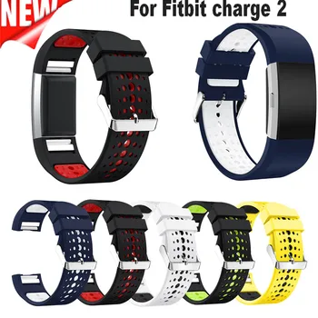 

Hot Silicone double color Watch band For Fitbit Charge 2 Strap soft wristband for Fitbit Charge 2 bracelet band replacement Belt