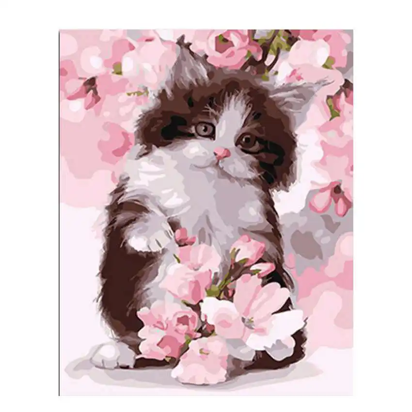 

Wall Pictures For Living Room,Drawing By Number,Painting By Numbers Cute Cat