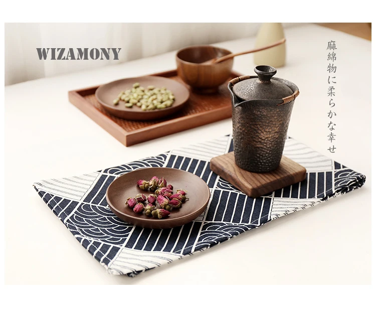 WIZAMONY Новое поступление японский чайный поднос коврик 70 см* 40 см хлопок и лен для кунг-фу чайный коврик ручной работы