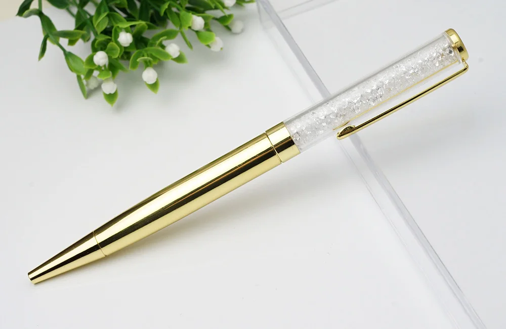 Goldplating Роскошная металлическая авторучка с кристаллами сломанный бриллиант ручка Студенческая школьная Ручка, подарочная ручка - Цвет: Goldplating