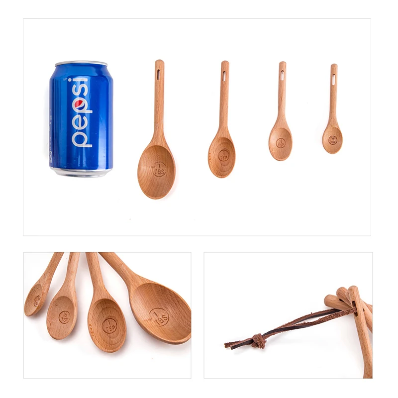 Wooden Measuring Spoons Natural Wood Spoon Set Useful Spice Sugar Salt Measuring Scoop Baking Tools Kitchen Utensils (3)
