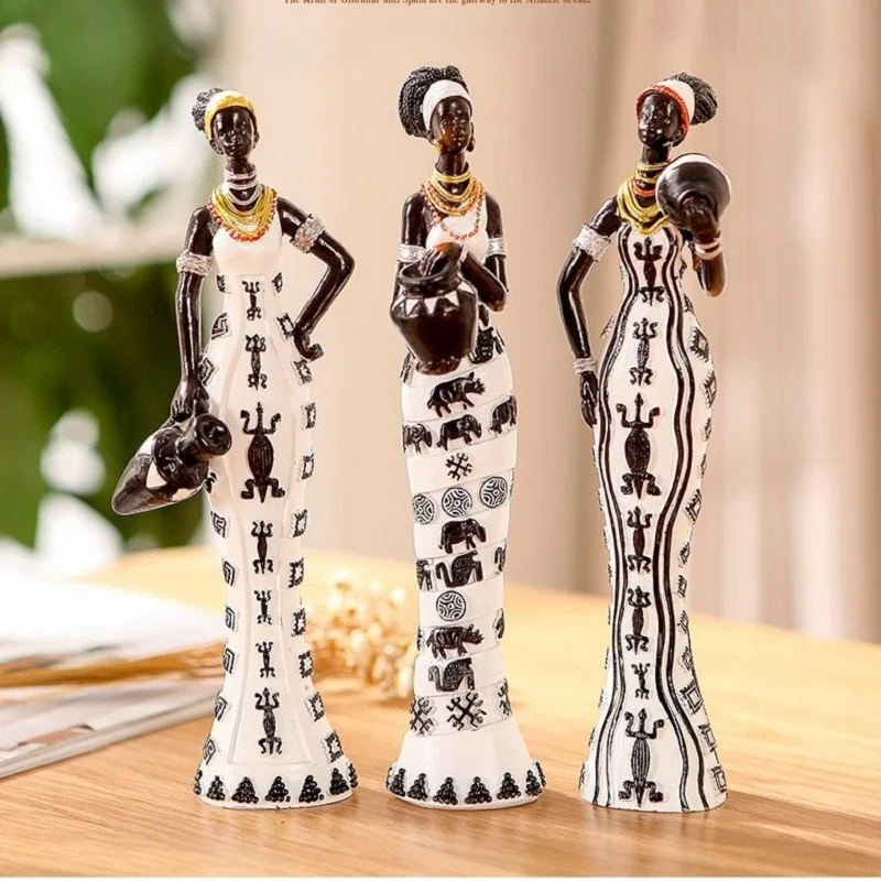 Смола народное искусство любовь 3 африканские девушки домашний декор Смола статуэтка народное искусство домашнее украшение любовь африканская Статуэтка