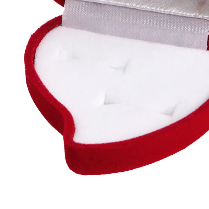 Коробка для двух колец ювелирные изделия бархатная помолвка свадьба пара кольцо серьги ювелирные изделия Дисплей Чехол для хранения Розы в форме сердца подарок