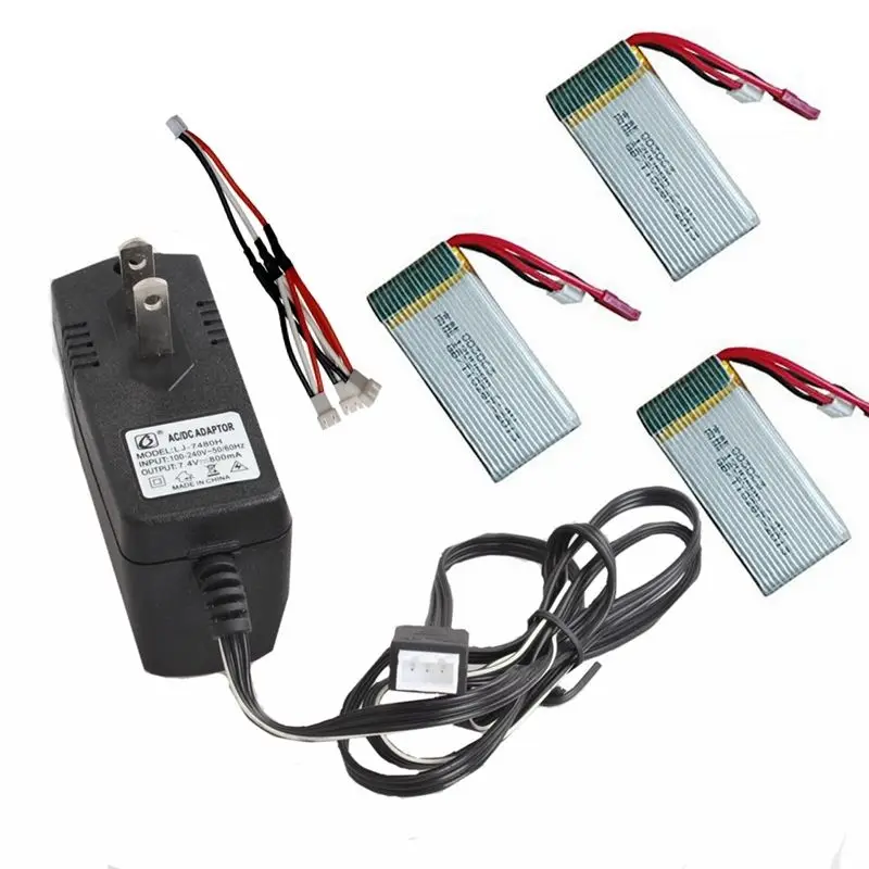 

Free Shipping! 3in1 Cable+AC Charger+3x 7.4V 1200mAh 30C Lipo Batteries For MJX X101 RC Drone