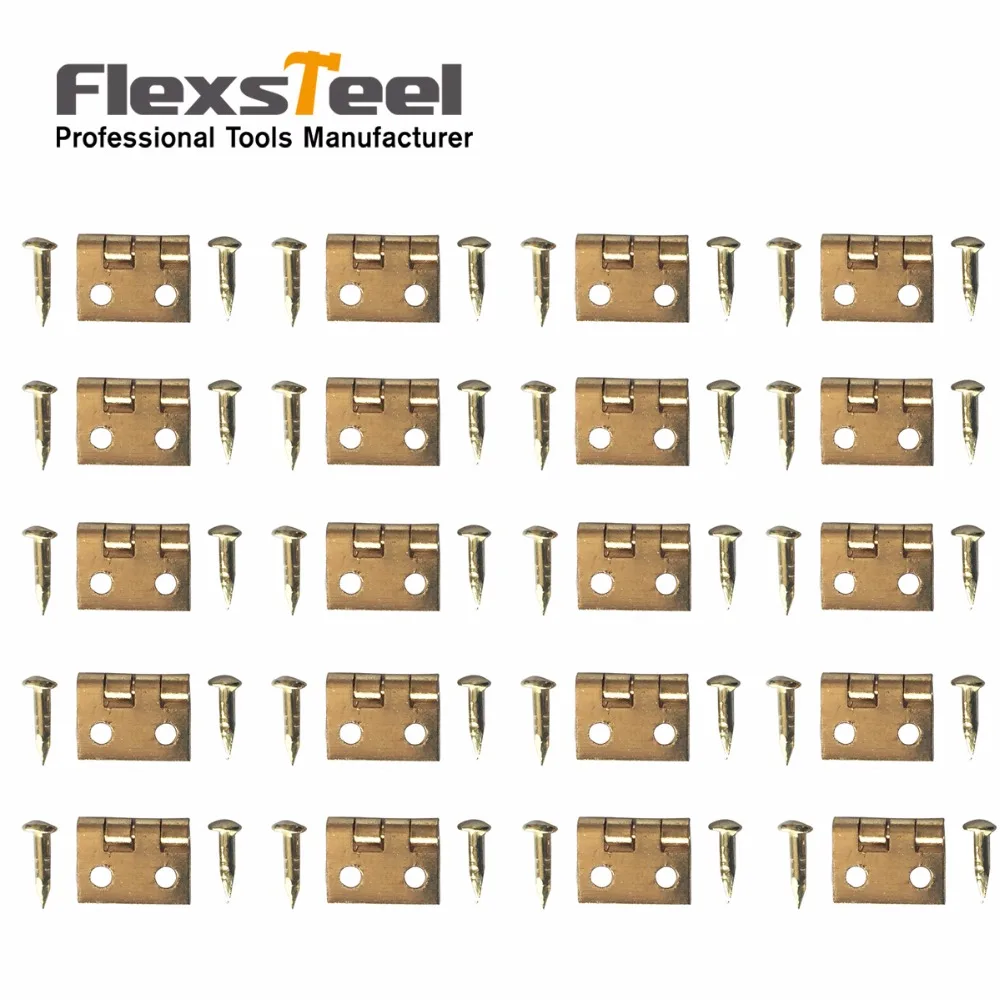 Koop 100 STKS 10*8 MM Messing Plated Metalen Scharnier Sieraden Houten Doos Kastdeur Mini Scharnieren Antieke 4 Gaten met Nagels Meubels Hardware