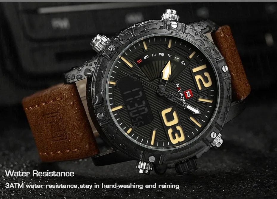 2019 NAVIFORCE Men's Fashion Sport Watches Men Quartz Analog Date Clock Man Leather Military Waterproof Watch Relogio Masculino
