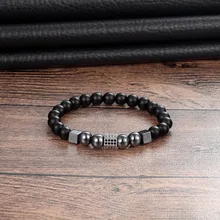 LIVVY Стильный CZ Роскошный мужской браслет 8 мм каменные бусины из бисера мужской браслет ювелирные изделия мужской подарок AS429