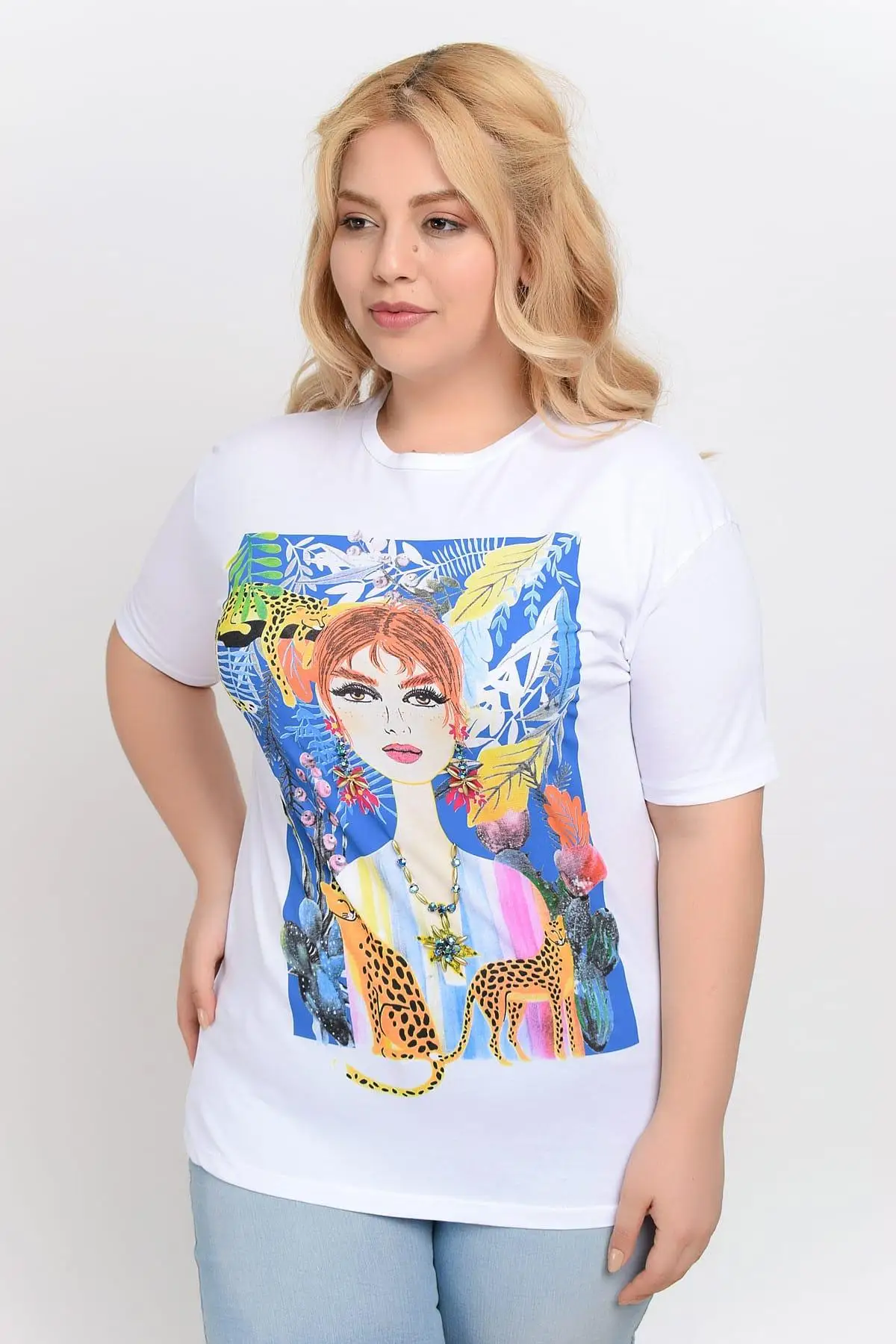 Big Free Women Earring And Pendant Gemstone Printed Long T-Short TB19YB276217 | Женская одежда