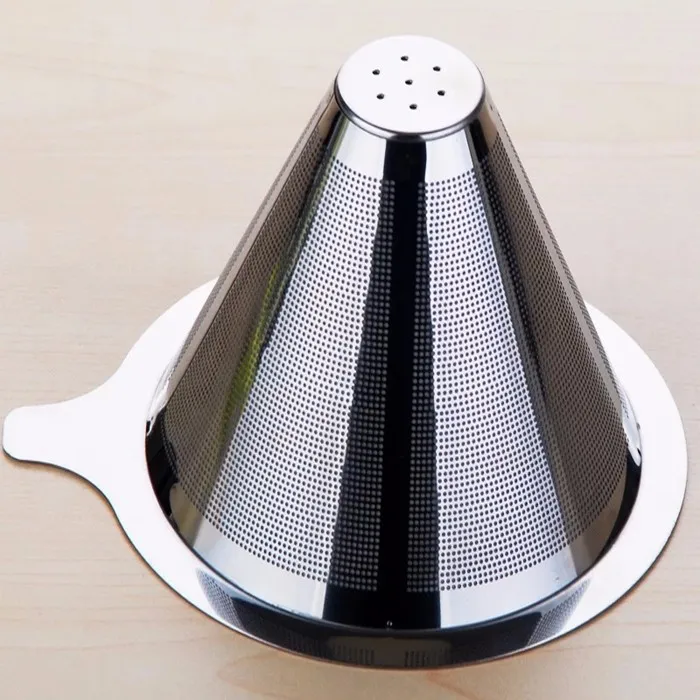 Feic 1pc Double Layer Stainless Steel Drip Coffee Filter Reusable No