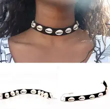 Hot black fabric choker necklace with nature shell fashion top neck choker