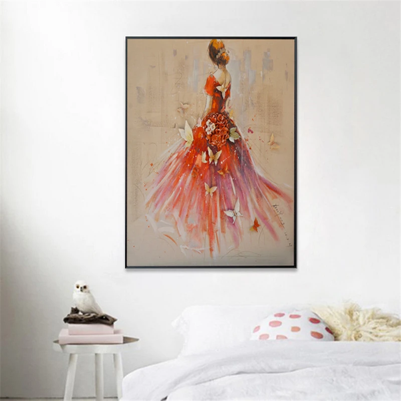5D DIY Diamond Painting Woman Back Red Wedding Dress Butterfly Flower Diamond Embroidery Rhinestone Cross Stitch Home Decor Gift