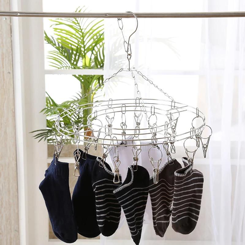 

High Quality Durable Stainless Steel Underwear Clothes Socks Laundry Dryer Dry 20 Clip Peg Hanger Hook Rack Bathroom Tools