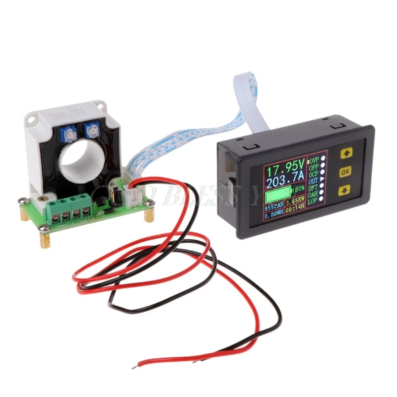 

Digital DC Multimeter 0-90V 0-100A Voltmeter Ammeter Power Capacity Time Meter Monitor,Charge-Discharge Battery Tester