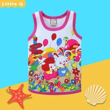 Детская летняя блузка; модные топы для девочек и мальчиков; рубашки с круглым вырезом; детское нижнее белье; одежда из чистого хлопка; г.; маленький костюм Q