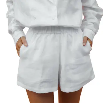 

Sexy Summer Beachwear Boho Style Women Solid Shorts High Elastic Waist Loose Wide Leg Shorts XL