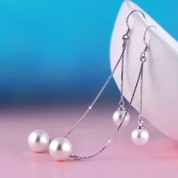 

Pearl Bell Earrings Pure Silver Earrings Female Long-style Simple Assembly Jewelry Fairy Temperament tassel earrings hy248