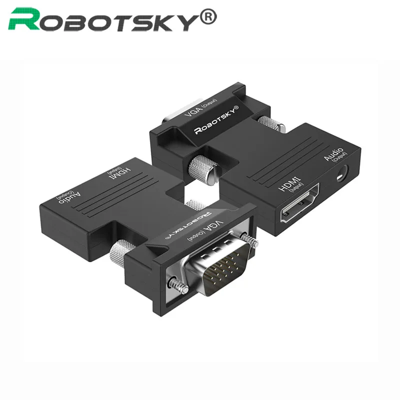 Robotsky HDMI-VGA видео конвертер с аудио адаптером поддержка 1080P сигнала HDMI-VGA аудио передачи адаптер разъем