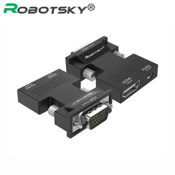 

Robotsky HDMI to VGA Video Converter with Audio Adapter Support 1080P Signal HDMI to VGA Audio Transmission Adaptor Connector
