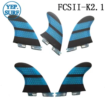 FCS2 K2.1 FINS tri-quad set Surf FCS2 Fins Surfing Quilhas Blue Honeycomb Fins free shipping surfboard fins high quality honeycomb future fins in surfing quilhas fins