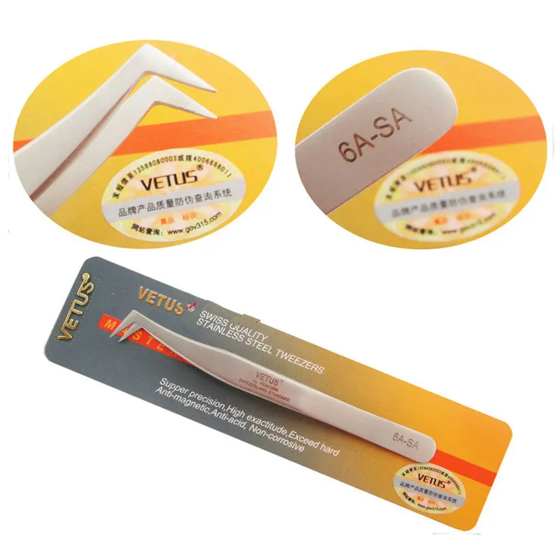 

Original VETUS 6A-SA Eyelash Tweezers Stainless Steel Anti-static 3D/6D Volume Eyelash Extension Best Quality Fan Tweezer