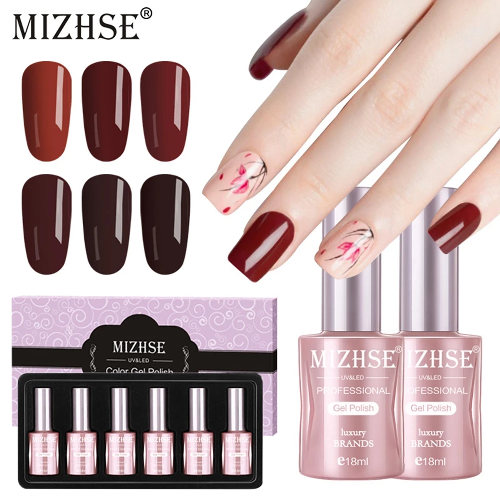 

MIZHSE 18ML Nail Gel Varnish Set Soak Off Hybrid Gellak Esmalte Para Unha Need Brushes For Nails Vernis Ongle Stamping Nail Art