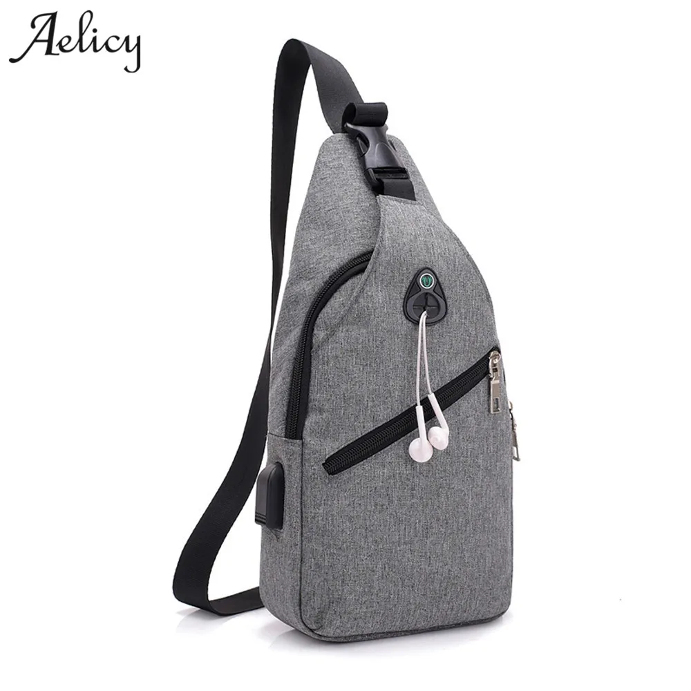

Aelicy Summer Short Trip Fashion Crossbody Bags For Men Canvas Chest Bag USB Smart Anti Theft Shoulder Messenger Phone Bag