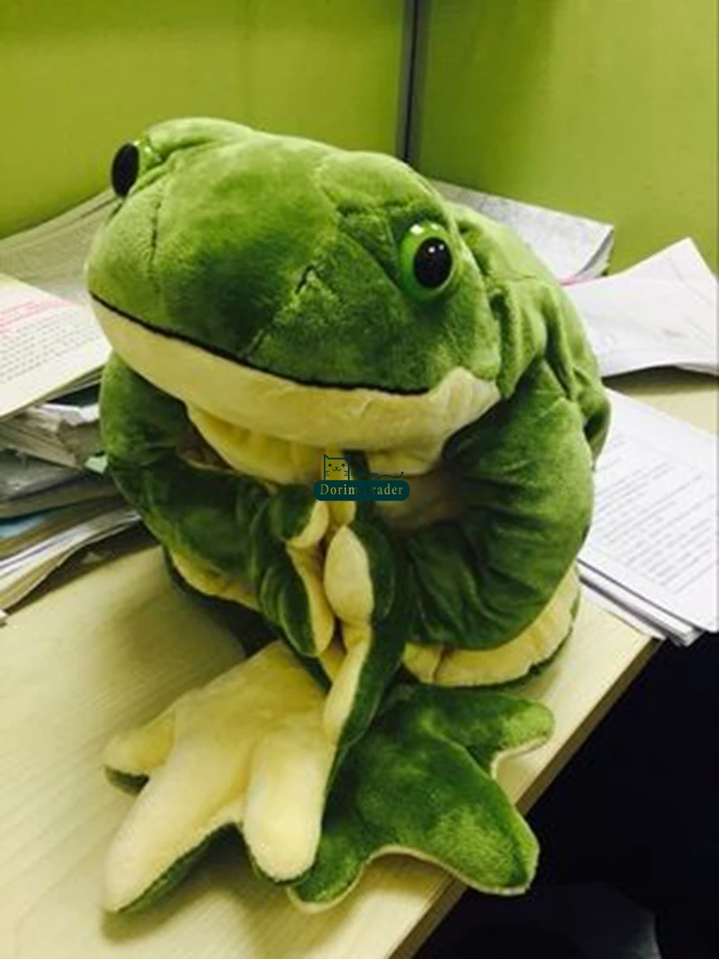 Dorimytrader 60cm New Funny Simulated Animal Frog Plush Toy 24'' Big Stuffed Cartoon Green Frog Doll Pillow Baby Gift DY61558 (9)