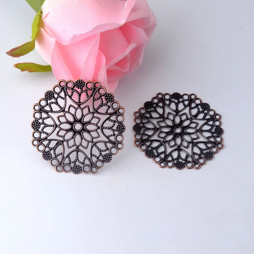 Free shipping 30Pcs Copper Tone Filigree Flower Wraps Connectors Metal Crafts Decoration DIY